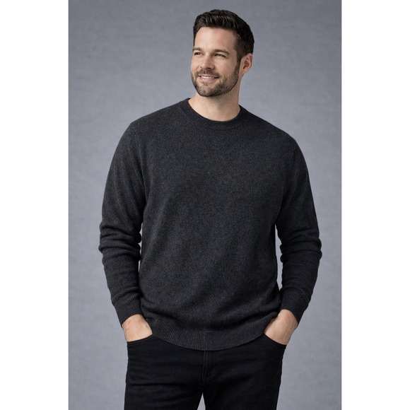 Daniel Bishop Other - Daniel Bishop Mens Charcoal Grey 100% 2-Ply Cashmere Crewneck Sweater Large L
